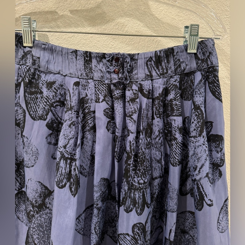 Anthropologie Blue Floral A-Line Skirt - Picture 2 of 16